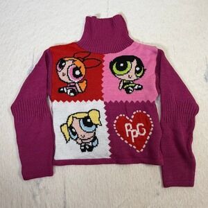 Vintage Powerpuff Girls Sweater Girls 7/8 Cartoon Network Pink Turtleneck